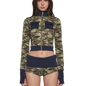 Kristie Camo Zip Up Sweater