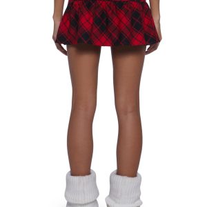 Dragon Plaid Flare Miniskirt