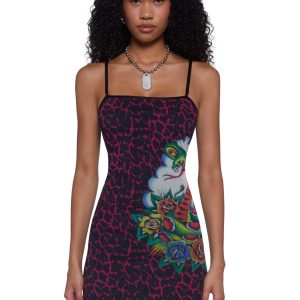 Cobra Roses Mesh Dress
