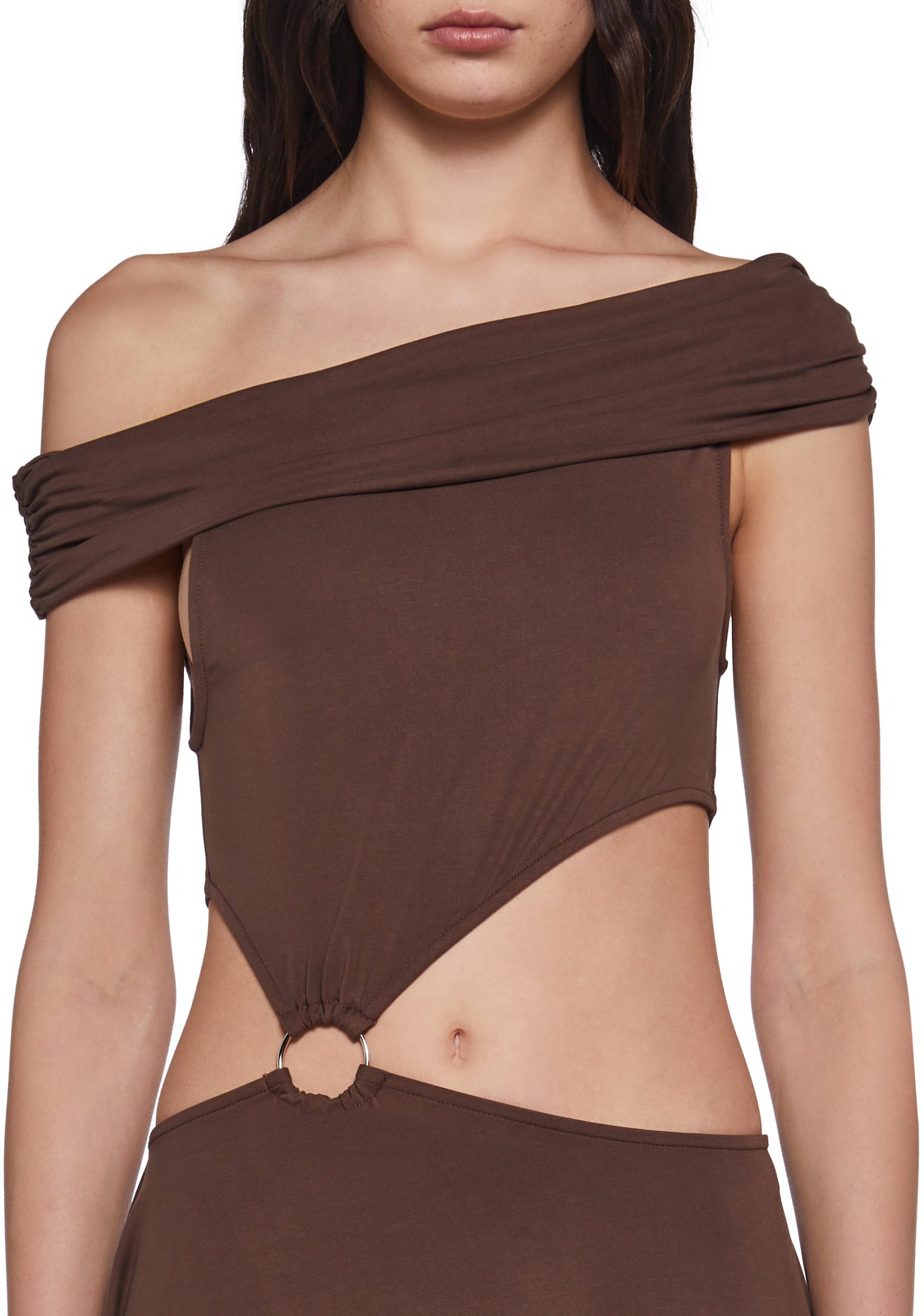 Seductive Gaze Cut Out Dress - Brown - Image 5