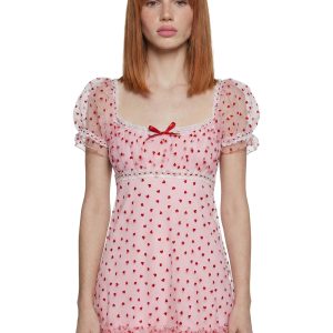 Romantic Words Babydoll Dress - Pink