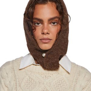 Fall Vibing Knit Hood - Brown