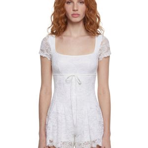 Elaine Lace Babydoll Romper - Ivory