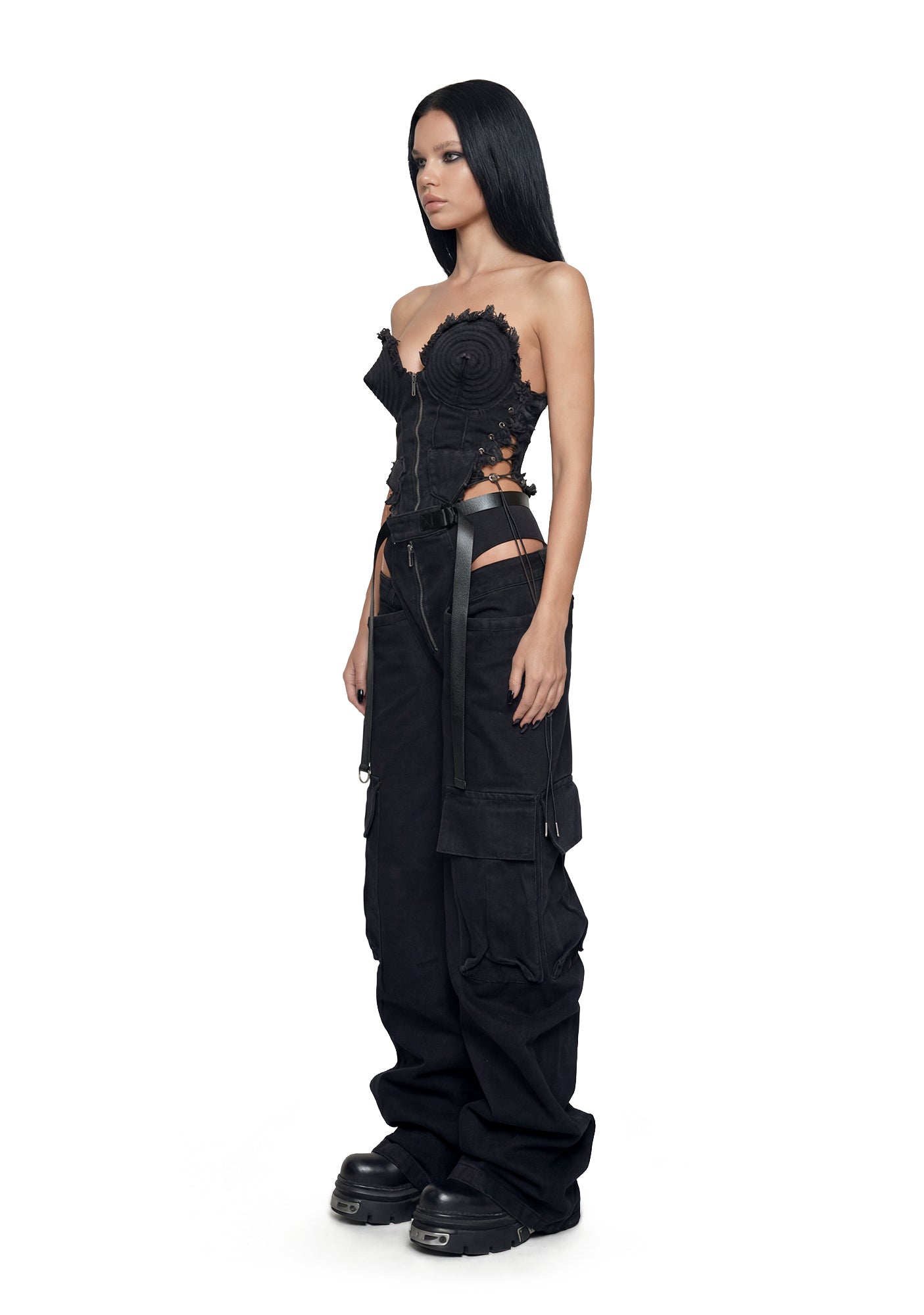 Denim Panty Trousers - Black - Image 4