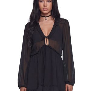 Sunset Chaser Babydoll Dress - Black