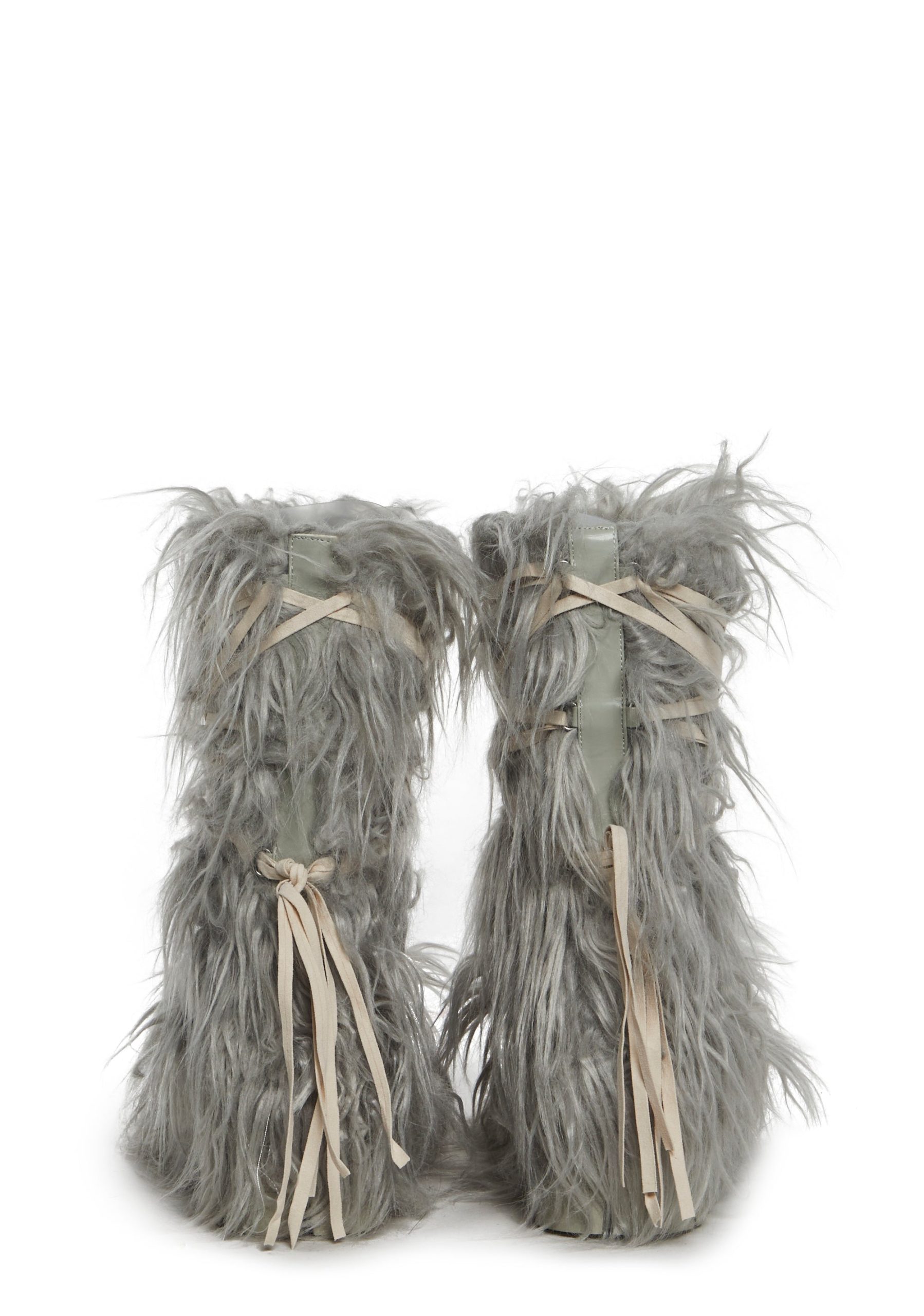 Warp Faux Fur Boots - Gray - Image 4