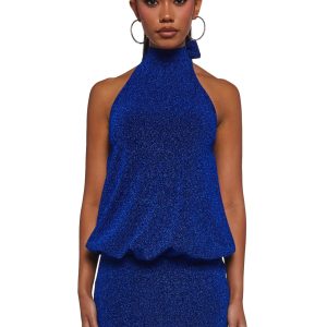 Club Moves Halter Dress - Blue Glitter