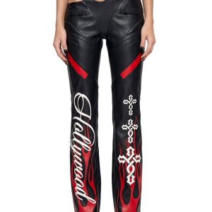 Hollywood Asymmetrical Moto Trousers - Black