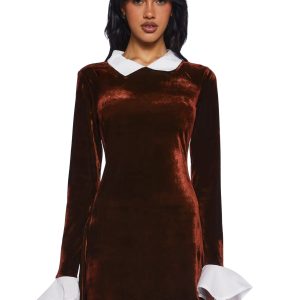 Macchiato Sessions Velvet Dress - Brown