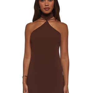 Latest Nightspot Halter Dress - Brown