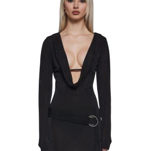 Legendary Night Deep Cowl Neck Dress
