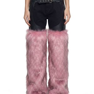 Faux Fur Chaps - Pink