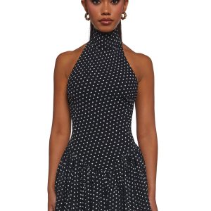 Main Character Polka Dot Dress - Black