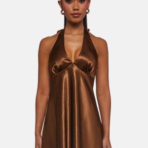 House Party Halter Dress - Brown