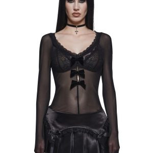 Dark Vestments Mesh Long Sleeve Top