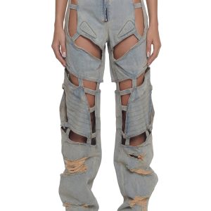 Moto Denim Floating Pants - Light Wash