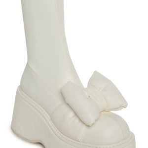 Make It Mine Bow Booties - White
