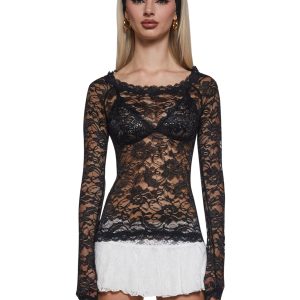 Sweet Surrender Lace Top - Black