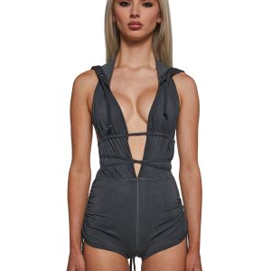 Downbeat Hooded Romper - Black