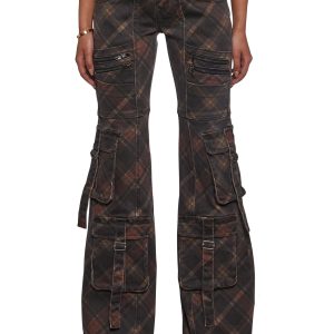 Aurora Cargo Jeans - Dark Plaid