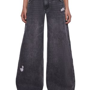 Sinful Attitude Wide Leg Jeans - Dark Grey