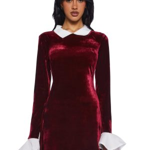 Macchiato Sessions Velvet Dress - Red