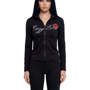 Let's Go Crazy Zip Up Jacket - Black