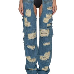Denim Shredded Chaps - Blue