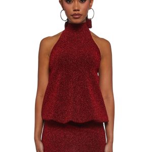 Club Moves Halter Dress - Red Glitter