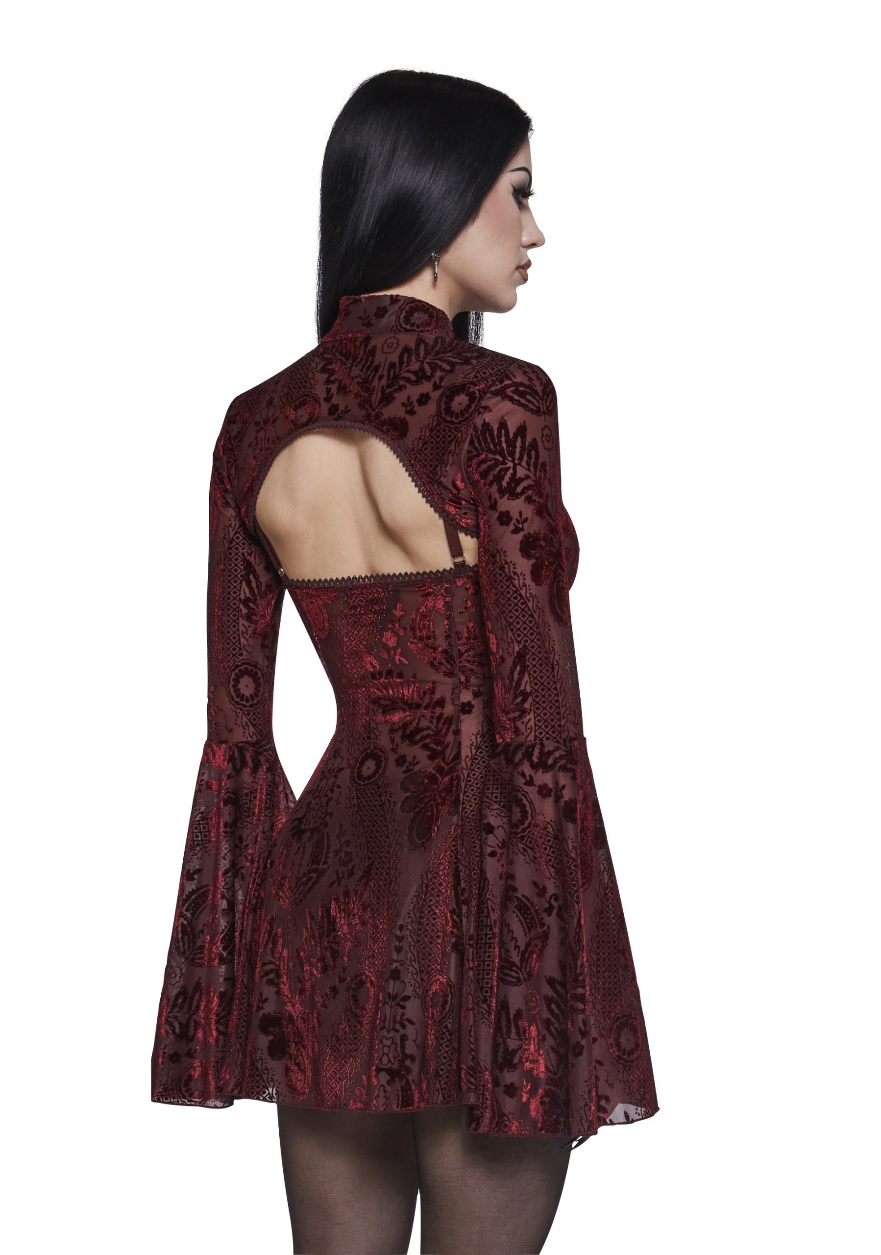 Druid's Sister Mini Dress And Shrug Set - Wine - Image 4