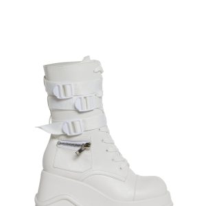 Mad Hustle Wedge Platform Boots - White
