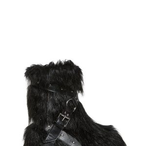 Low Wild Instincts Faux Fur Combat Boots - Black