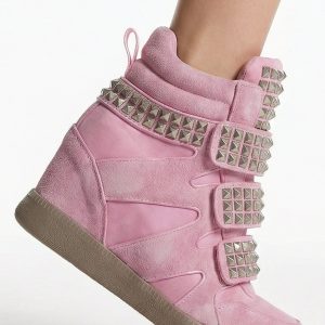 Ambient Wedge Sneakers With Studs - Pink