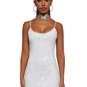 Over The Moon Sequin Dress - White