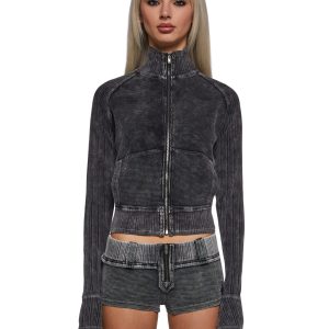 Ego Ribbed Knit Zip Up