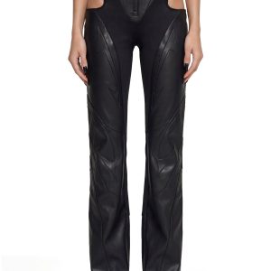 Moto Cut Out Pants - Black