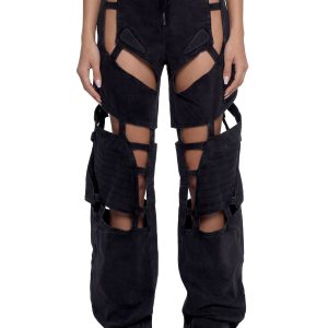 Moto Denim Floating Pants - Black