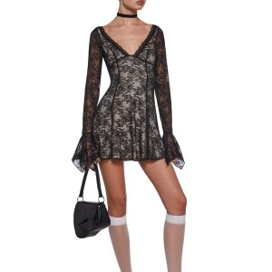 Mary Jane Lace Dress - Black