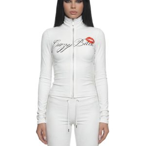 Let's Go Crazy Zip Up Jacket - White