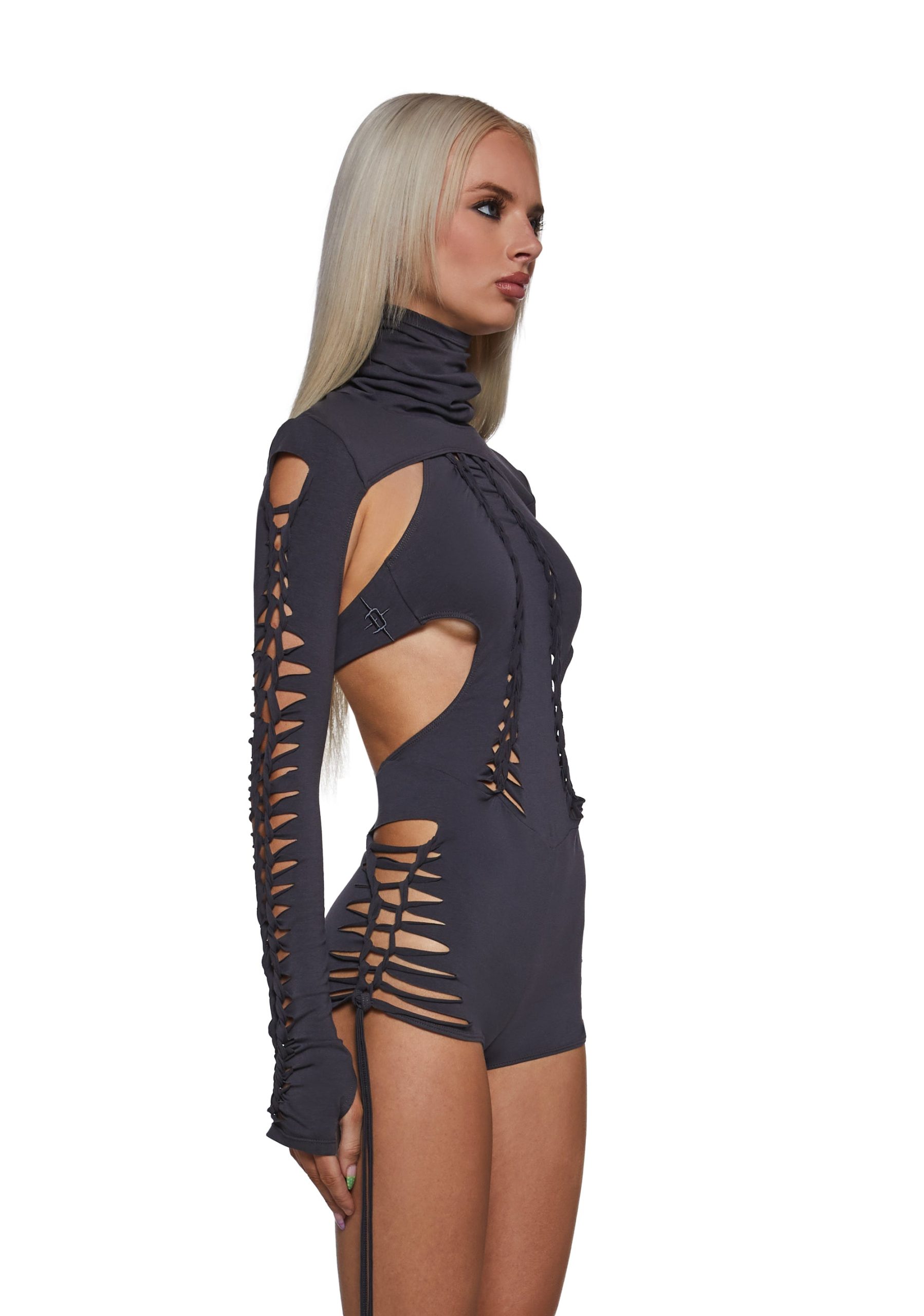 Outro Shredded Romper With Shrug - Image 3