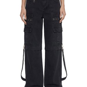 Cargo Denim Panty Trousers - Black