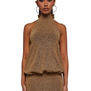 Club Moves Halter Dress - Gold Glitter