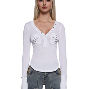 Brianna Long Sleeve Top - White