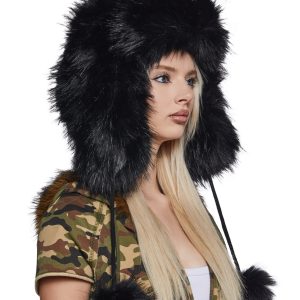 Popular Elite Faux Fur Hat - Black