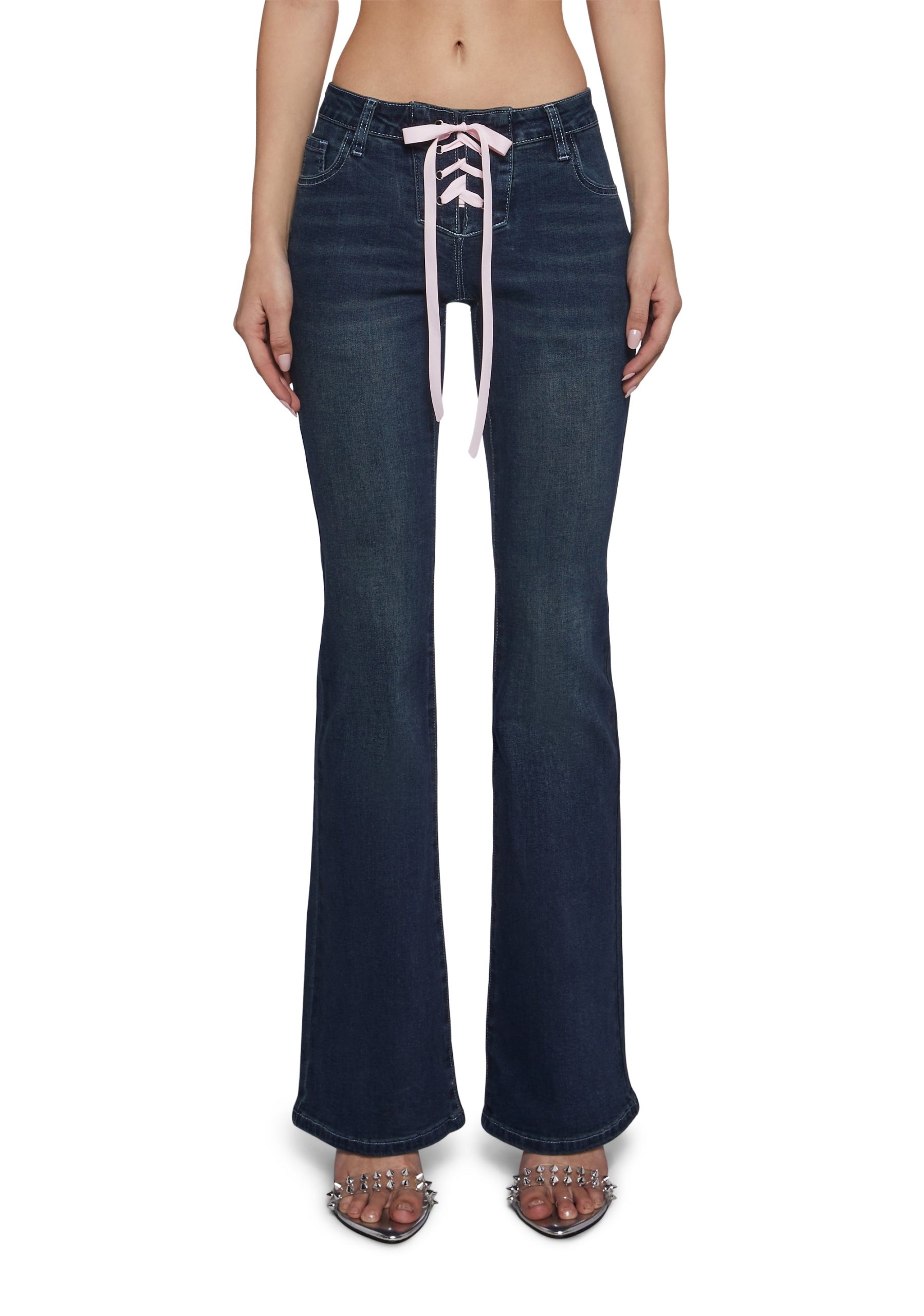Talia Low Rise Jeans - Lace Up