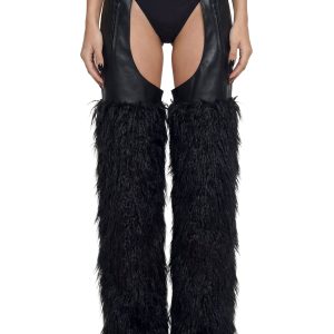 Faux Fur Chaps - Black