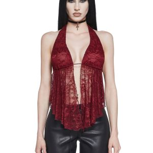 Cryptic Flirt Lace Top - Red