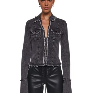 Ferris Wheel Date Denim Top - Black