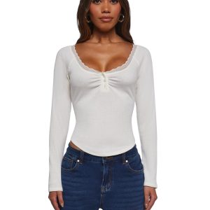 Text Me Long Sleeve Top - Ivory