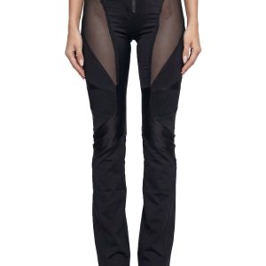 Moto Denim Mesh Pants - Black